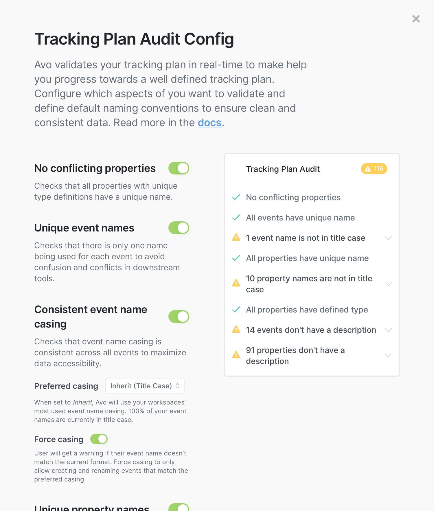 Tracking Plan Audit Configuration